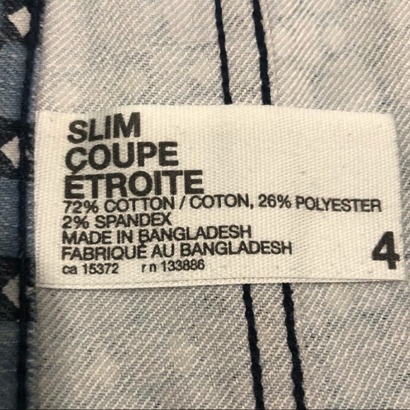 JOE FRESH Denim Jeans Geo Print Blue White Size 4 - Picture 6 of 7